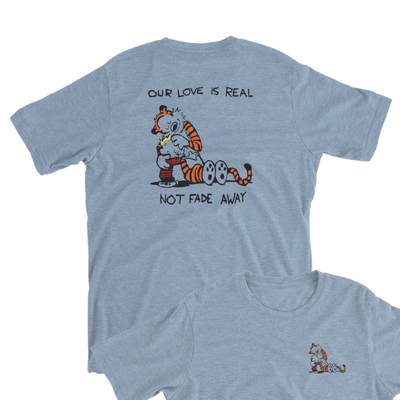 Grateful Dead Calvin and Hobbes parody Our Love is Real T-Shirt Light Blue - Picture 1 of 4